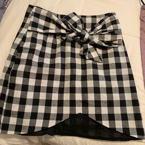 Black and white checkered midi skirt
